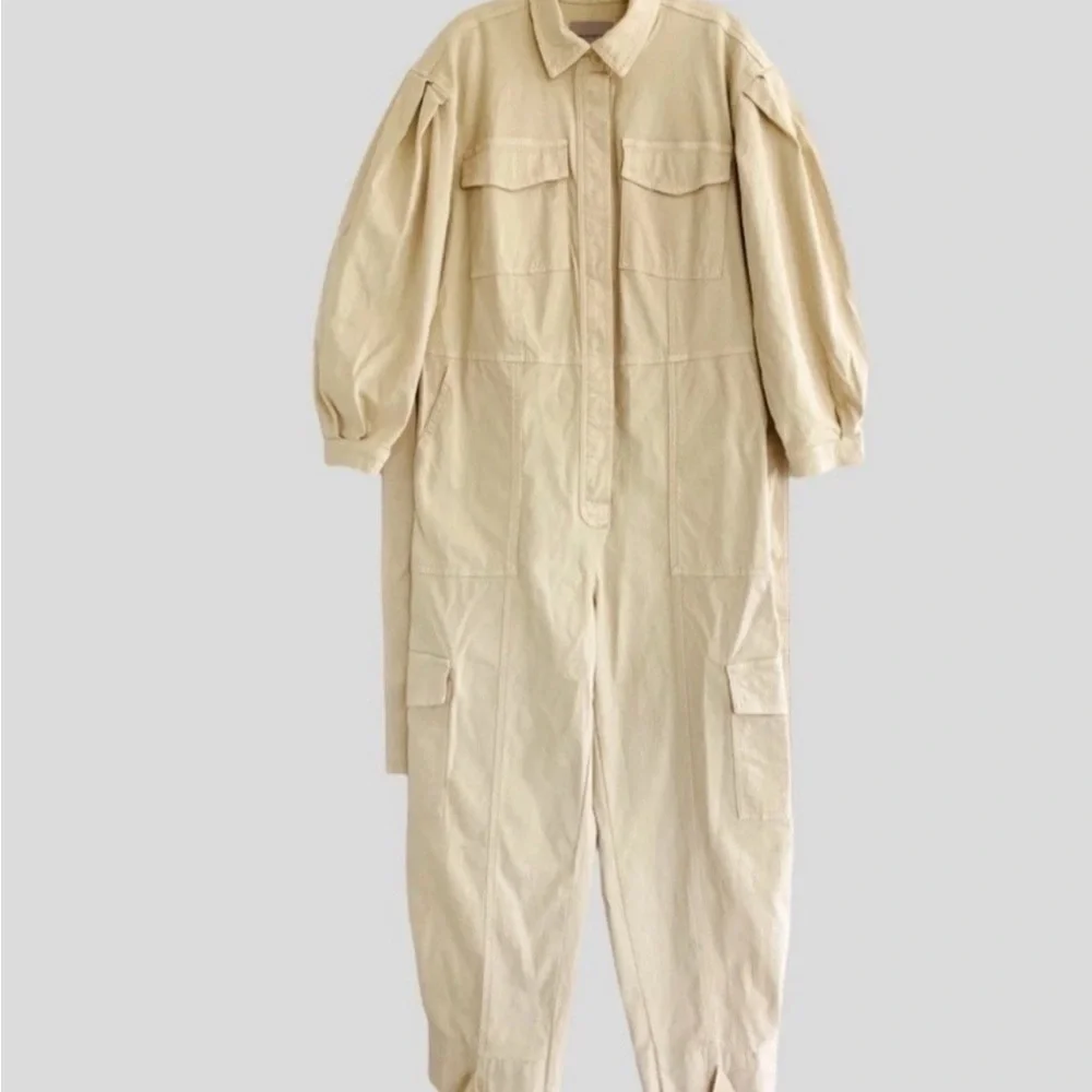 NEW Banana Republic Moleskin Flightsuit Jumpsuit Beige SMALL Womens $190